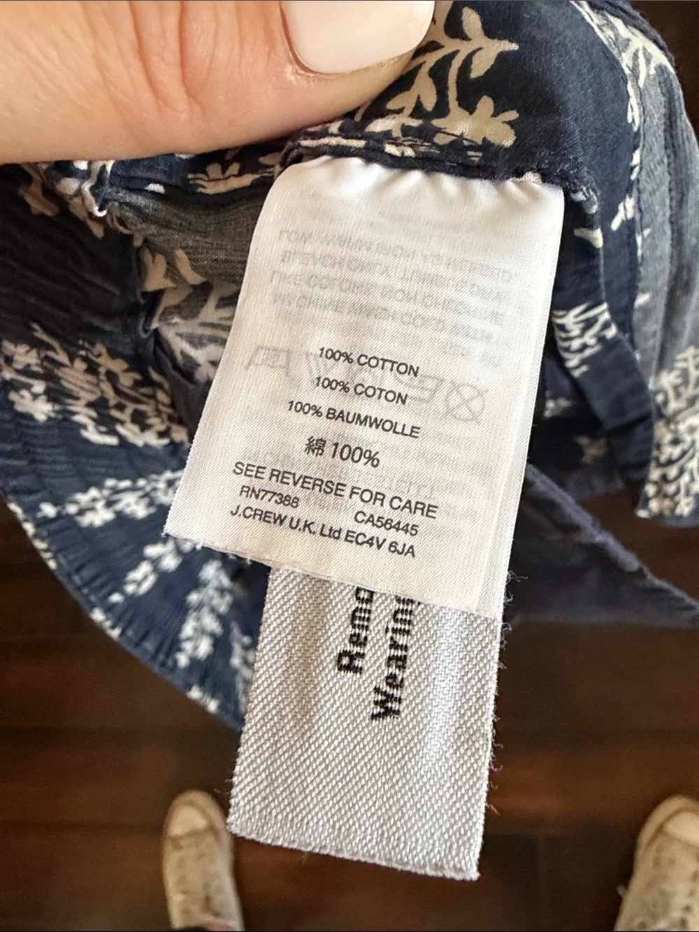 J.Crew Blue White Fern Print Easy Elastic Waist Drawstring Shorts Size XS
